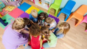 Educational group activity at the kindergarten or daycare