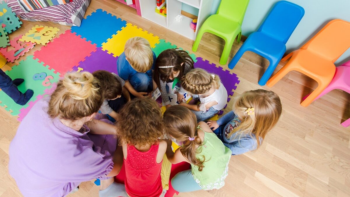 Educational group activity at the kindergarten or daycare